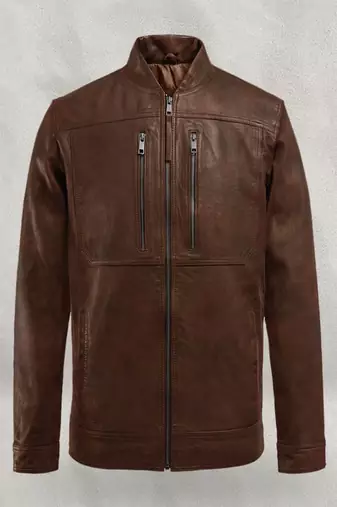 Mens genuine classic thunder storm spanish brown leather jacket biker leather jacket pure lambskin