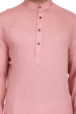 Elegent dusty pink rayon long kurta with white pants 4