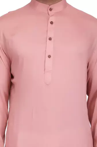 Elegent dusty pink rayon long kurta with white pants
