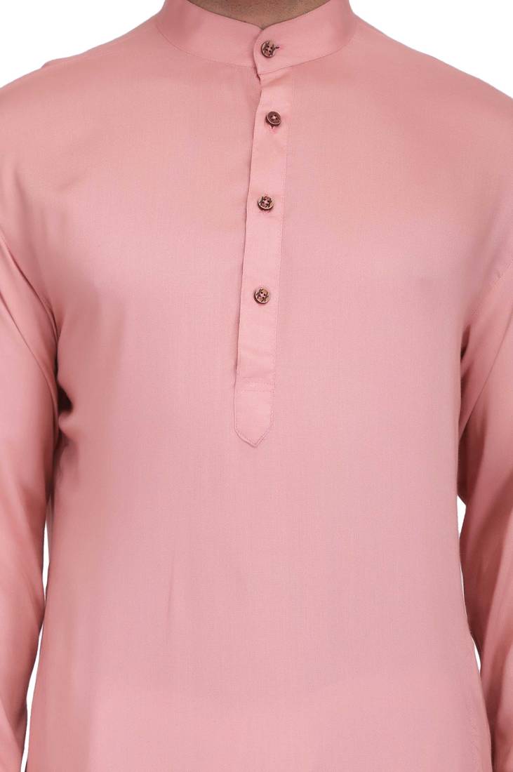Elegent dusty pink rayon long kurta with white pants
