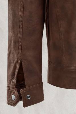 men's brown lambskin leather biker jacket classic moto zip style premium distinctive 3
