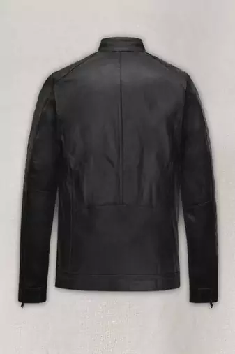 Mens genuine classic thick black rafael nadal look biker leather jacket pure lambskin