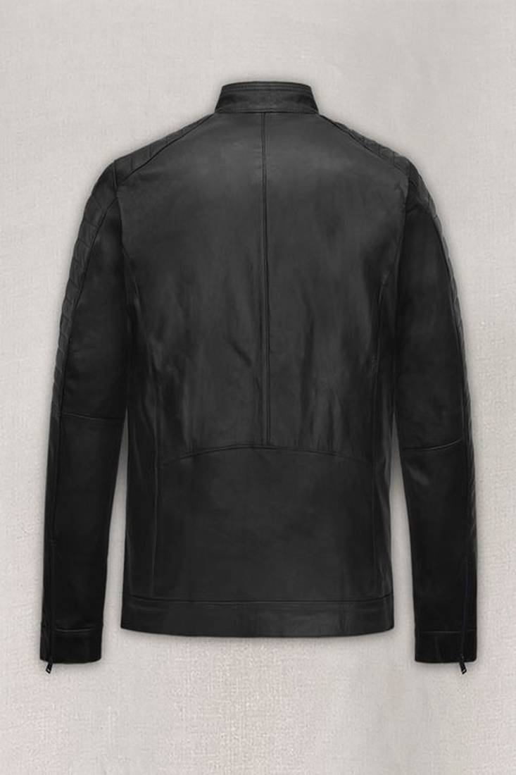 Mens genuine classic thick black rafael nadal look biker leather jacket pure lambskin