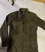 men's green suede leather biker jacket classic moto zip style