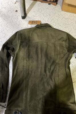 men's green suede leather biker jacket classic moto zip style 3