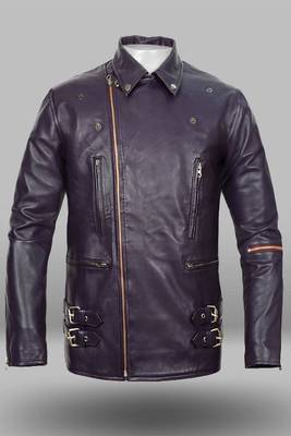 men's purple lambskin leather jacket classic zip up style modern 1