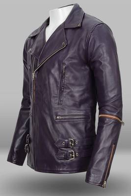 men's purple lambskin leather jacket classic zip up style modern 2
