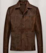 men's brown lambskin leather biker jacket classic moto zip style premium deluxe