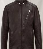 Mens genuine brown leather jacket biker leather jacket pure lambskin