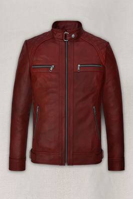 men's red lambskin leather biker jacket classic moto zip style authentic 1