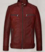 Mens genuine soft spanish red  leather jacket biker leather jacket pure lambskin