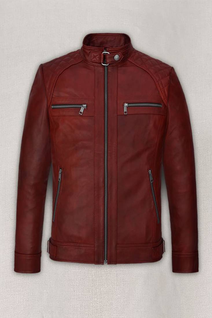 Mens genuine soft spanish red  leather jacket biker leather jacket pure lambskin