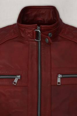 men's red lambskin leather biker jacket classic moto zip style authentic 3