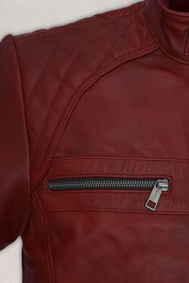 men's red lambskin leather biker jacket classic moto zip style authentic 4