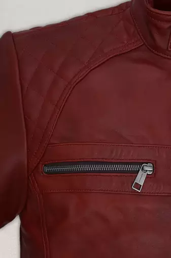 men's red lambskin leather biker jacket classic moto zip style authentic