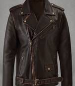 Mens genuine soft brown enforcer rubbed biker leather jacket pure lambskin