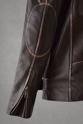 men's brown lambskin leather biker jacket distressed vintage finish 3