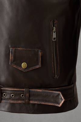 men's brown lambskin leather biker jacket distressed vintage finish 4