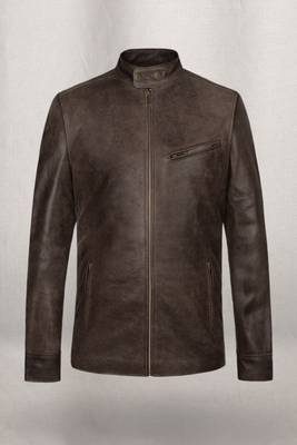 men's brown lambskin leather biker jacket vintage inspired look exclusive 1