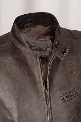 men's brown lambskin leather biker jacket vintage inspired look exclusive 3