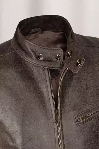 men's brown lambskin leather biker jacket vintage inspired look exclusive