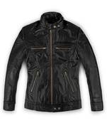 Mens genuine black quilted leather jacket biker leather jacket pure lambskin