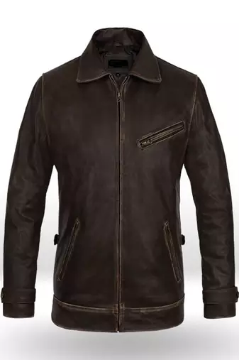 Mens pure lambskin   genuine vintage  brown leather jacket biker taylor twilight look