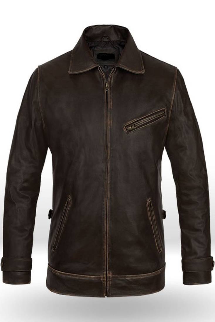Mens pure lambskin   genuine vintage  brown leather jacket biker taylor twilight look