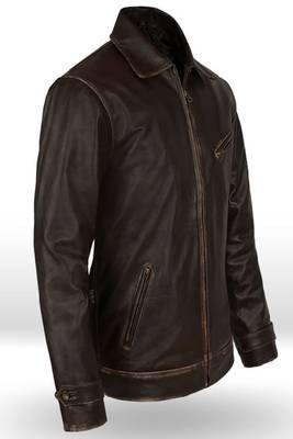 men's brown lambskin leather biker jacket vintage inspired look modern 3