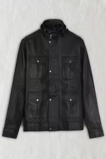 Mens genuine black 4 pockets leather jacket biker leather jacket pure lambskin