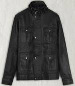 Mens genuine black 4 pockets leather jacket biker leather jacket pure lambskin