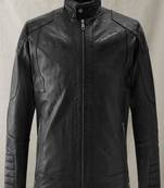 Mens genuine black café racer leather jacket biker leather jacket pure lambskin
