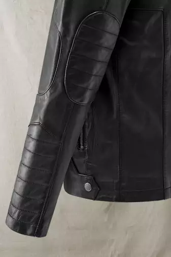 men's black lambskin cafe racer jacket band collar racer style luxury