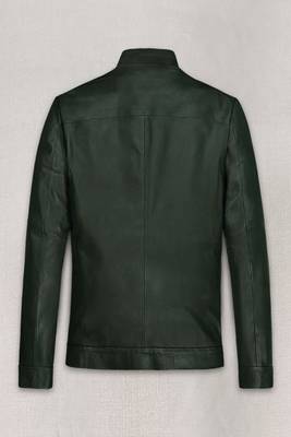 men's olive lambskin cafe racer jacket band collar racer style 2