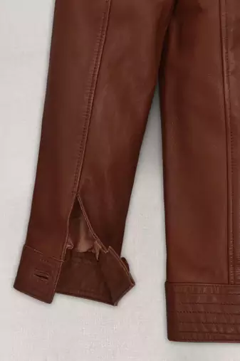 men's brown lambskin leather biker jacket classic moto zip style premium select