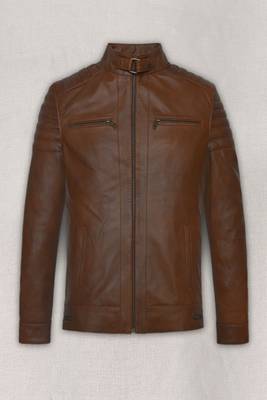 men's brown lambskin leather biker jacket classic moto zip style premium signature 1