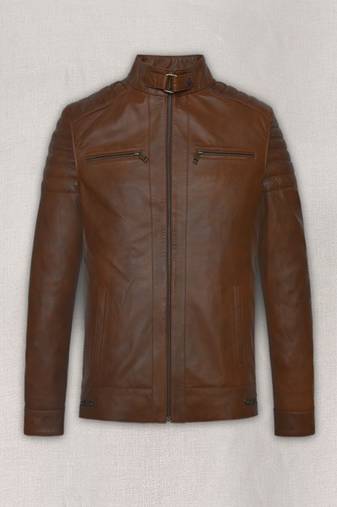 men's brown lambskin leather biker jacket classic moto zip style premium signature