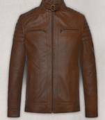 Mens genuine tan brown wash leather jacket biker leather jacket pure lambskin