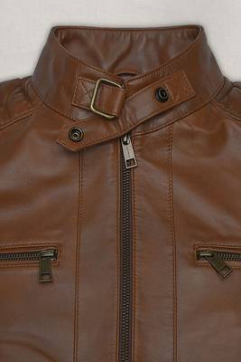 men's brown lambskin leather biker jacket classic moto zip style premium signature 3