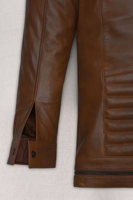 men's brown lambskin leather biker jacket classic moto zip style premium signature 4