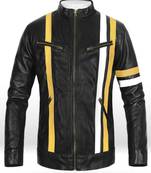 men's white lambskin cafe racer jacket band collar racer style premium