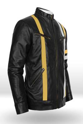 men's white lambskin cafe racer jacket band collar racer style premium 2