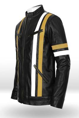 men's white lambskin cafe racer jacket band collar racer style premium 3
