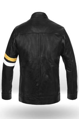 men's white lambskin cafe racer jacket band collar racer style premium 4