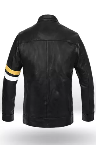 men's white lambskin cafe racer jacket band collar racer style premium
