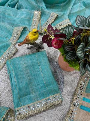 Blue Color  Jari Woven Saree with a Designer jari dori Embroidery work  Cotton Saree 4