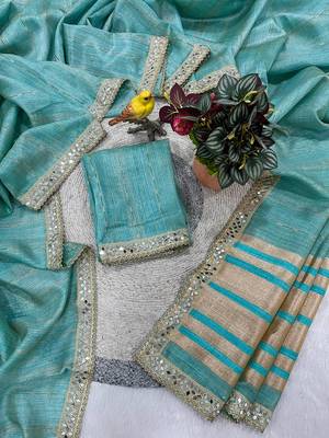 Blue Color  Jari Woven Saree with a Designer jari dori Embroidery work  Cotton Saree 5