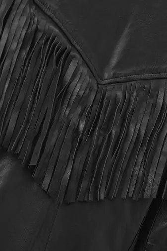 men's black premium lambskin leather jacket fringed western design