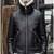 Mens soft genuine pure lambskin black celebrity look fur collar leather jacket