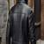 Mens soft genuine pure lambskin black celebrity look fur collar leather jacket
